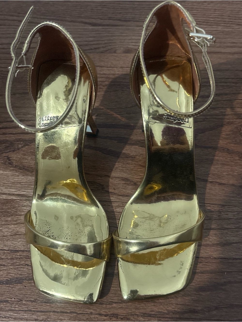 Jeffrey Campbell Metallic Gold Ankle-Strap Heels